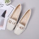 韓版舒適OL氣質豆豆鞋純色漆皮方頭淺口平底鞋通勤上班逛街女鞋