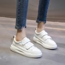 小牛皮真皮可愛文藝魔鬼氈小白鞋韓版百搭淺口真皮女鞋休閑平底運動鞋