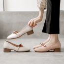 韓版百搭氣質淺口女鞋純色蝴蝶結舒適粗跟OL休閒女鞋