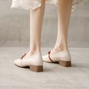 韓版百搭氣質淺口女鞋純色蝴蝶結舒適粗跟OL休閒女鞋