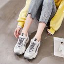正韓好版型減齡波浪底5cm厚底老爹鞋女秋款2020時尚增高休閑運動鞋