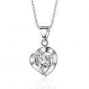 S925純銀你心有我我心有你雙心吊墜項鍊飾品心中有你韓版項鍊