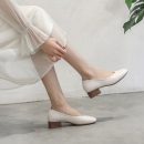 複古氣質純色粗跟瑪麗珍鞋簡約百搭中跟奶奶鞋方頭淺口女鞋小跟鞋