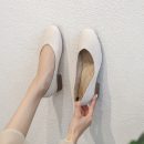複古氣質純色粗跟瑪麗珍鞋簡約百搭中跟奶奶鞋方頭淺口女鞋小跟鞋