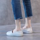 小牛皮真皮舒適透氣超軟底純色百搭女鞋真皮鏤空樂福鞋平底女單鞋孕婦鞋