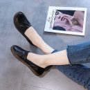 小牛皮真皮舒適透氣超軟底純色百搭女鞋真皮鏤空樂福鞋平底女單鞋孕婦鞋