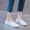 小牛皮真皮舒適透氣超軟底純色百搭女鞋真皮鏤空樂福鞋平底女單鞋孕婦鞋