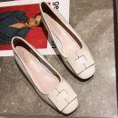 韓版OL氣質純色淺口方跟工作單鞋舒適粗跟女鞋