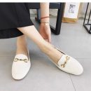 頭層小牛皮真皮英倫氣質平底女休閑百搭樂福鞋懶人鞋豆豆鞋