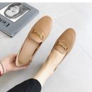 頭層小牛皮真皮英倫氣質平底女休閑百搭樂福鞋懶人鞋豆豆鞋