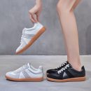 小牛皮真皮休閑時尚百搭小白鞋女鞋韓版秋季舒適平底德訓鞋休閑鞋