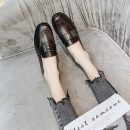 日系純色簡約平底小皮鞋女方頭網紅JK制服女鞋