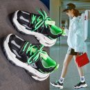 真皮網布拼接清爽百搭透氣厚底增高顯瘦老爹鞋休閑運動女鞋