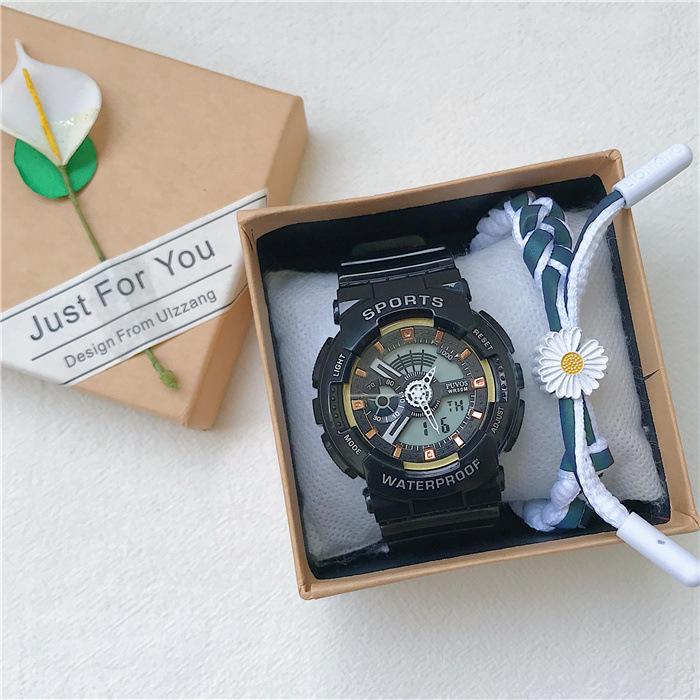 【文藝運動防水電子手錶】【贈送手鍊】明星同款IG網紅獨角獸文藝運動氣質手鍊電子手錶禮盒