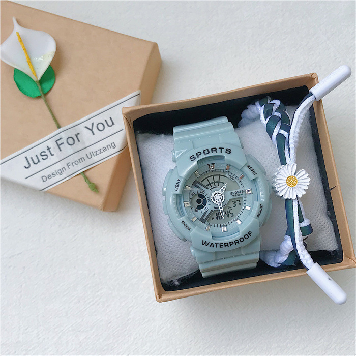 【文藝運動防水電子手錶】【贈送手鍊】明星同款IG網紅獨角獸文藝運動氣質手鍊電子手錶禮盒