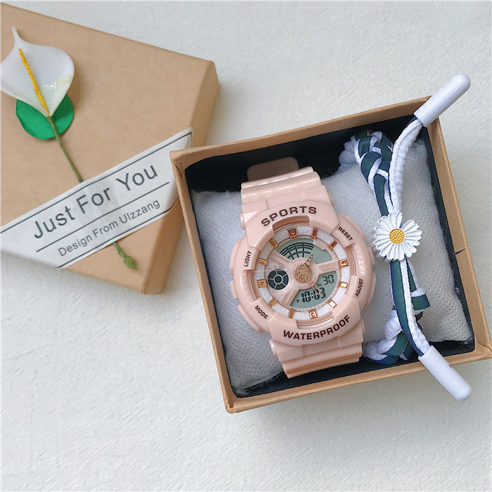 【文藝運動防水電子手錶】【贈送手鍊】明星同款IG網紅獨角獸文藝運動氣質手鍊電子手錶禮盒