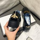 英倫氣質網紅小蜜蜂馬銜扣樂福鞋女鞋厚底皮鞋小跟鞋