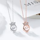 S925純銀小皇冠項鍊女純銀簡約氣質靈動吊墜小眾網紅跳動的心鎖骨鍊