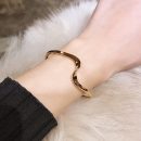 冷淡風波紋手鐲日韓小眾氣質百搭女設計感波浪開口手飾品簡約手環