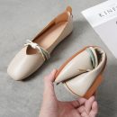 韓版氣質百搭舒適方頭平底懶人鞋女鞋奶奶軟底舒適豆豆鞋