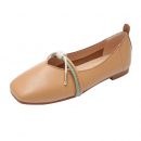 韓版氣質百搭舒適方頭平底懶人鞋女鞋奶奶軟底舒適豆豆鞋