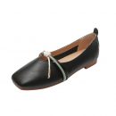 韓版氣質百搭舒適方頭平底懶人鞋女鞋奶奶軟底舒適豆豆鞋