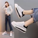 全掌氣墊小牛皮真皮小白鞋新款增高氣墊厚底百搭麥昆鞋單鞋板鞋女鞋