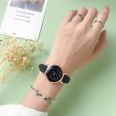 【鑽石切割星空】【磨砂純色皮帶】法國小眾森系文藝氣質女生學院風簡約減齡手錶