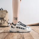 小牛皮真皮正韓版型拼色設計5cm增高顯瘦老爹鞋秋季新款運動休閑鞋女士跑步鞋