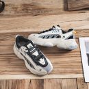 小牛皮真皮正韓版型拼色設計5cm增高顯瘦老爹鞋秋季新款運動休閑鞋女士跑步鞋