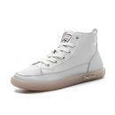 小牛皮頭層真皮超軟牛筋底小白鞋文藝氣質女秋冬新款軟底高幫鞋平底大碼女鞋