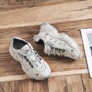 小牛皮真皮正韓版型拼色設計5cm增高顯瘦老爹鞋秋季新款運動休閑鞋女士跑步鞋