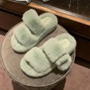 網紅舒適秋冬厚底毛毛拖鞋女坡跟2020新款秋冬季一字型韓版居家外穿女士毛毛鞋拖鞋