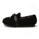 韓版蝴蝶結綁帶毛毛鞋女秋冬可外穿網紅豆豆鞋平底女懶人鞋