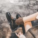日系復古赫本瑪麗珍純色減齡小黑皮鞋JK風制服單鞋女粗跟小皮鞋