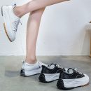 小牛皮真皮氣質百搭增高顯瘦厚底小白鞋女真皮舒適繫帶運動鞋