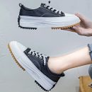 小牛皮真皮氣質百搭增高顯瘦厚底小白鞋女真皮舒適繫帶運動鞋