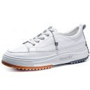 小牛皮真皮氣質百搭增高顯瘦厚底小白鞋女真皮舒適繫帶運動鞋