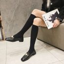 英倫風小雛菊秋季新款平底粗跟大碼女鞋方頭百搭兩穿懶人鞋樂福鞋