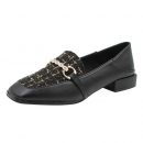 英倫風粗跟秋季新款中跟樂福鞋懶人鞋百搭軟皮女鞋小跟鞋樂福鞋