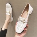 英倫風粗跟秋季新款中跟樂福鞋懶人鞋百搭軟皮女鞋小跟鞋樂福鞋