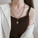 【巴洛克小金鎖多層項鍊】時尚百搭OL小資氣質巴洛克輕奢小眾設計感多層疊戴小金鎖項鍊鎖骨鍊