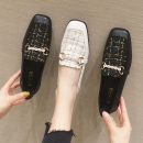 英倫風粗跟秋季新款中跟樂福鞋懶人鞋百搭軟皮女鞋小跟鞋樂福鞋