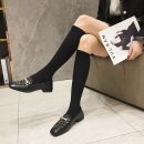 英倫風粗跟秋季新款中跟樂福鞋懶人鞋百搭軟皮女鞋小跟鞋樂福鞋