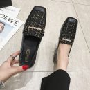 英倫風粗跟秋季新款中跟樂福鞋懶人鞋百搭軟皮女鞋小跟鞋樂福鞋