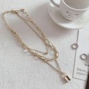 【巴洛克小金鎖多層項鍊】時尚百搭OL小資氣質巴洛克輕奢小眾設計感多層疊戴小金鎖項鍊鎖骨鍊