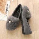 灰姑娘珍珠兔毛豆豆鞋女外穿厚底毛毛鞋大碼舒適懶人鞋