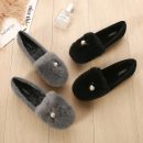 灰姑娘珍珠兔毛豆豆鞋女外穿厚底毛毛鞋大碼舒適懶人鞋