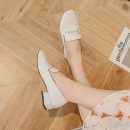 英倫氣質樂福鞋百搭兩穿粗跟方頭女鞋懶人鞋