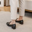 英倫氣質樂福鞋百搭兩穿粗跟方頭女鞋懶人鞋